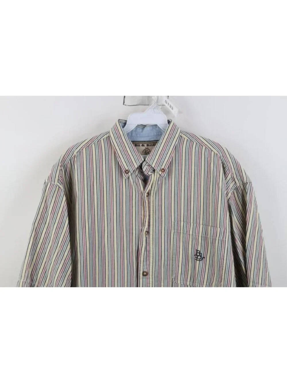 Vtg 90s Streetwear Mens Medium Rainbow Striped Short Sleeve Button Down Shirt